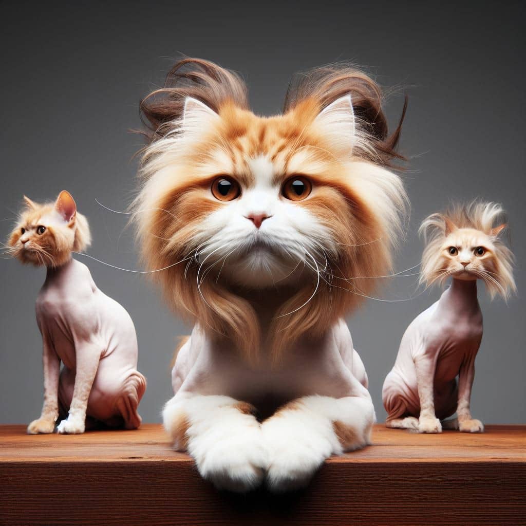 Три коти з смішними зачісками