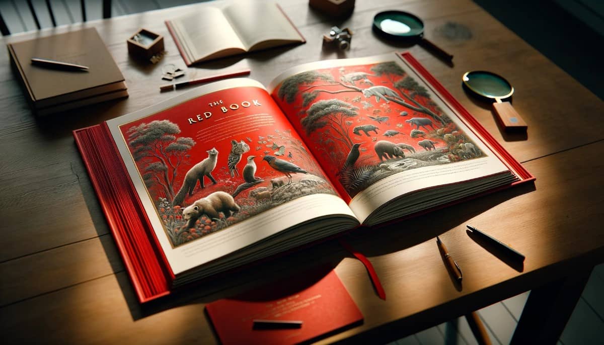 Червона книга тварин лежить розгорнута на столі