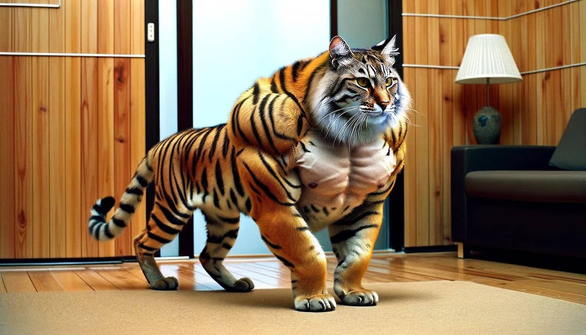 Кот превратился в накачанного тигра