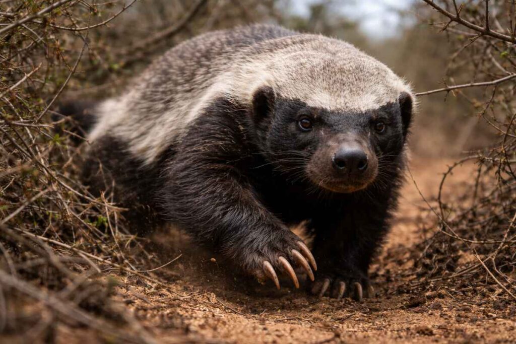 Товста та еластична шкіра медоїда, що захищає його від хижаків.