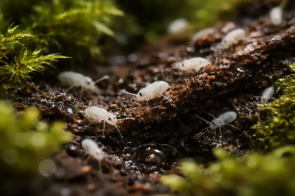 Колемболи - дрібні ґрунтові істоти, фото крупним планом