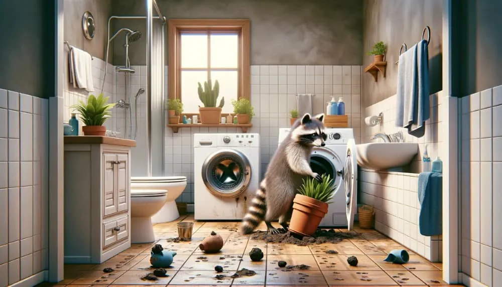 єнот наробив безлад в ванній кимнаті