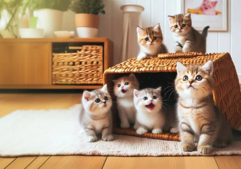 several cats are playing