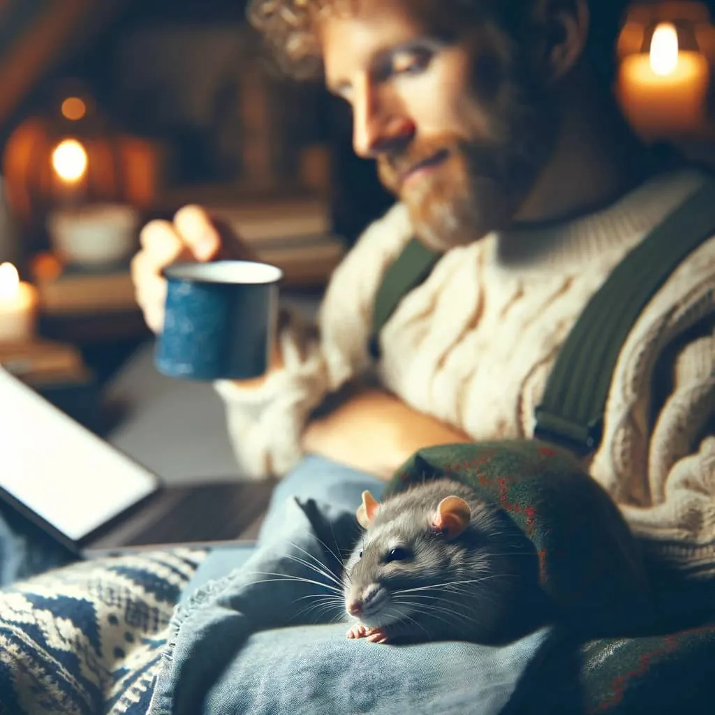 криса спить біля людини укриваючись