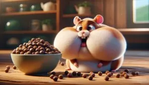 хомяк с щеками переполненными от еды