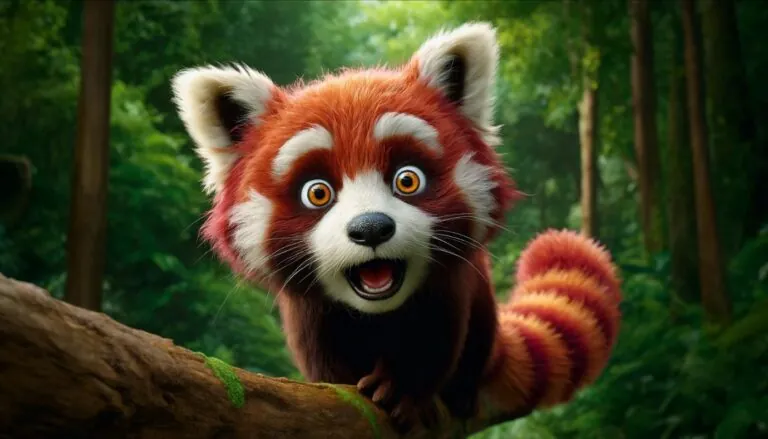 Здивована червона панда