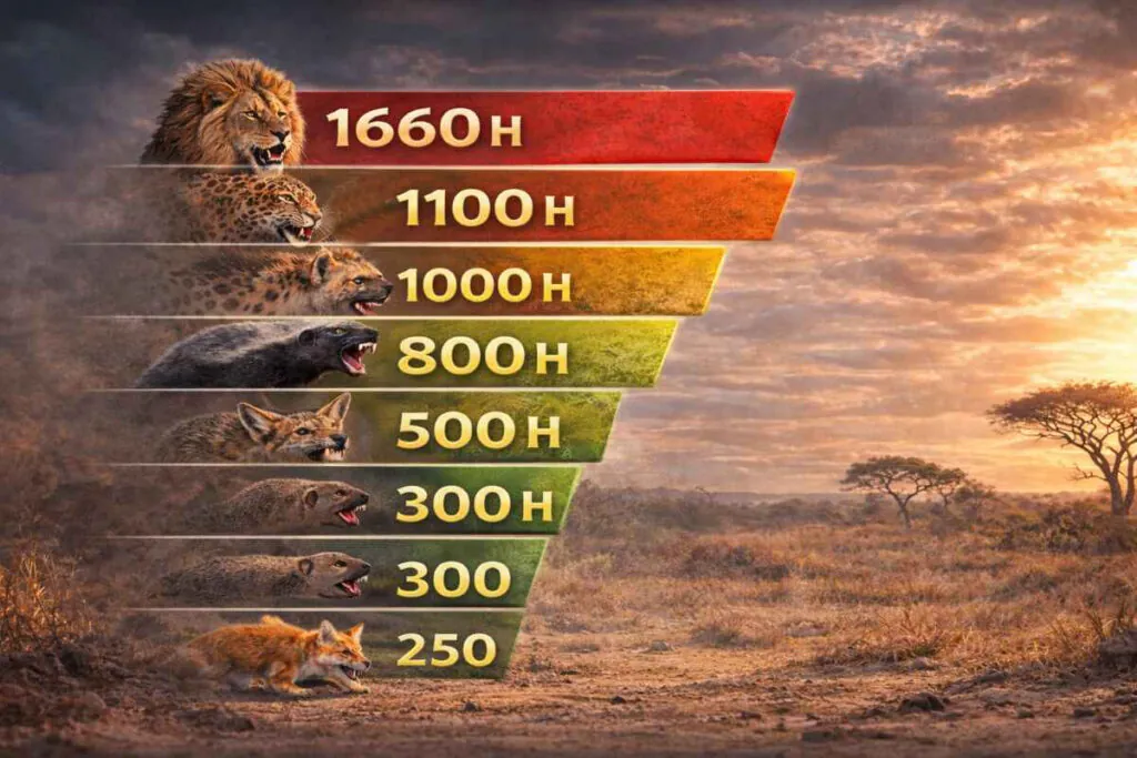 Інфографіка - Медоїд, сила укусу порівняно з іншими хижаками