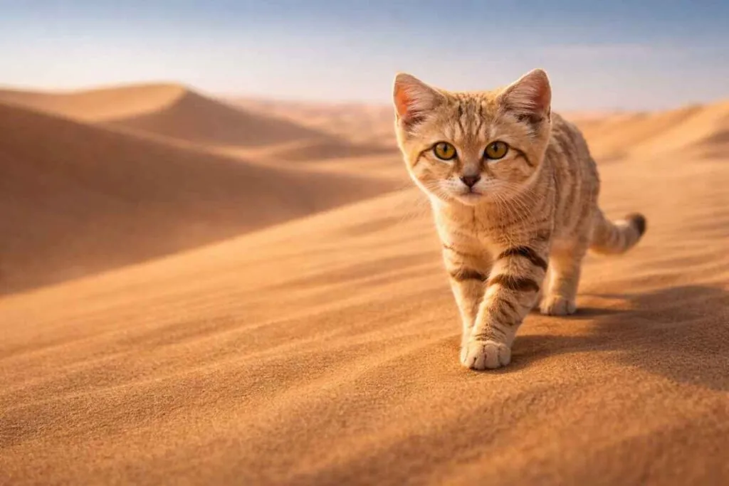 Барханний кіт іде по піску